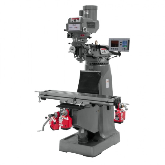 JET 690015 JTM-4VS 9" X 49" VARIABLE SPEED VERTICAL MILLING MACHINE WITH ACU-RITE 203 2-AXIS DRO AND X & Z-AXIS POWER FEEDS