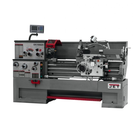 JET 321445 GH-1640ZX 16" X 40" LARGE SPINDLE BORE ENGINE LATHE WITH ACU-RITE 203 2-AXIS DRO AND TAPER ATTACHMENT & 5C LEVER TYPE COLLET CLOSER