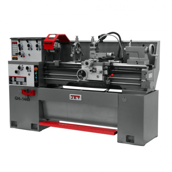 JET 323417 GH-1440-3 14" X 40" GEARED HEAD GAP BED ENGINE LATHE WITH NEWALL NMS300 2-AXIS DRO AND TAPER ATTACHMENT