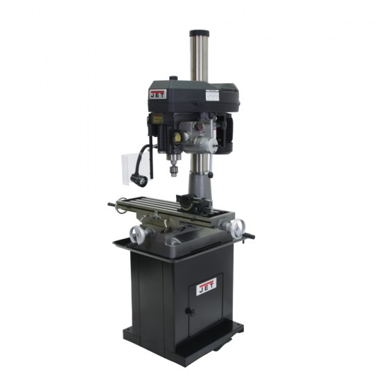 JET 350129 JMD-18PFN 9-1/2" x 31-3/4" STEP PULLEY MILLING/DRILLING MACHINE WITH POWER DOWNFEED AND NEWALL DP700 2-AXIS DRO & X-AXIS POWER FEED