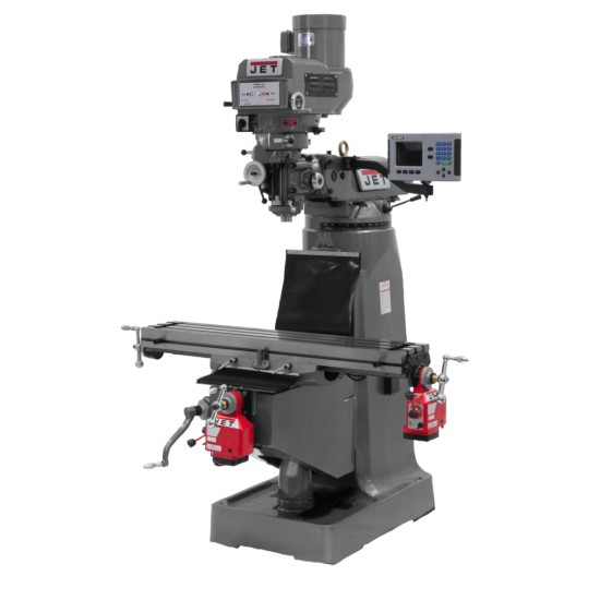 JET 690068 JTM-4VS-1 9" X 49" VARIABLE SPEED VERTICAL MILLING MACHINE WITH ACU-RITE 203 3-AXIS (QUILL) DRO AND X & Y-AXIS POWER FEEDS
