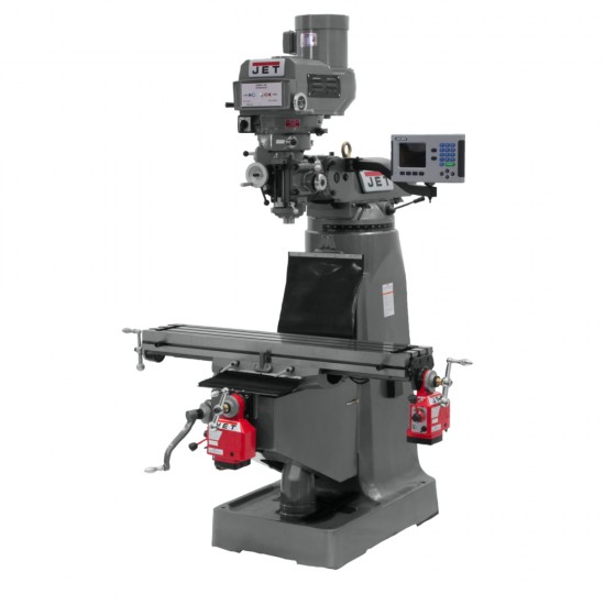 JET 690118 JTM-4VS-1 9" X 49" VARIABLE SPEED VERTICAL MILLING MACHINE WITH ACU-RITE 303 3-AXIS (QUILL) DRO AND X & Y-AXIS POWER FEEDS