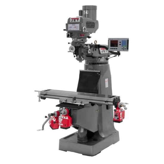 JET 690141 JTM-4VS 9" X 49" VARIABLE SPEED VERTICAL MILLING MACHINE WITH ACU-RITE 203 3-AXIS (QUILL) DRO AND X, Y & Z-AXIS POWER FEEDS