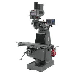 JET 690125 JTM-4VS 9" X 49" VARIABLE SPEED VERTICAL MILLING MACHINE WITH ACU-RITE 203 2-AXIS DRO AND X-AXIS POWER FEED & POWER DRAW BAR