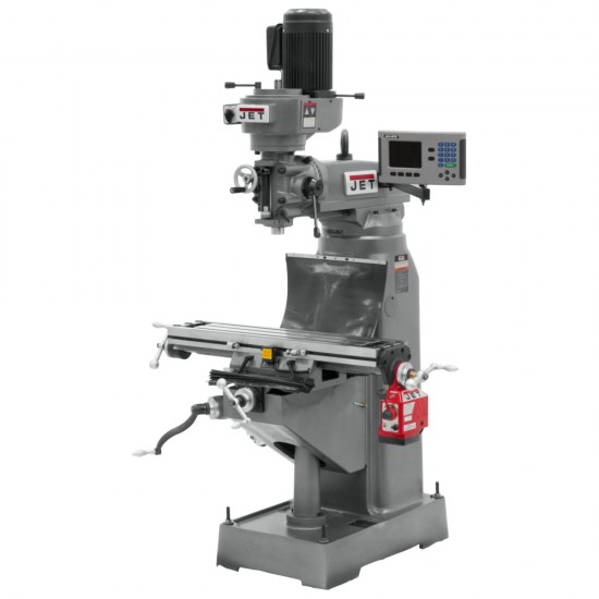 JET 690144 JVM-836-1 7-7/8" x 35-3/4" STEP PULLEY VERTICAL MILLING MACHINE WITH ACU-RITE 203 2-AXIS DRO AND X-AXIS POWER FEED