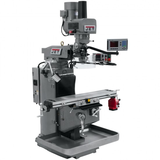 JET 690521 JTM-949EVS 9" X 49" ELECTRONIC VARIABLE SPEED VERTICAL MILLING MACHINE WITH ACU-RITE 203 2-AXIS DRO AND X-AXIS POWER FEED & POWER DRAW BAR