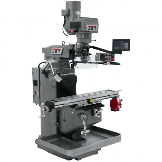 JET 690545 JTM-949EVS 9" X 49" ELECTRONIC VARIABLE SPEED VERTICAL MILLING MACHINE WITH NEWALL DP700 3-AXIS (QUILL) DRO AND X-AXIS POWER FEED