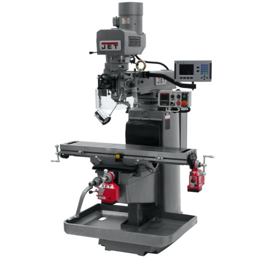 JET 690621 JTM-1050EVS2/230 10" X 50" ELECTRONIC VARIABLE SPEED VERTICAL MILLING MACHINE WITH ACU-RITE 203 2-AXIS DRO AND X & Y-AXIS POWER FEEDS