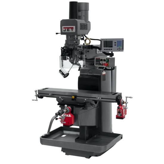 JET 690650 JTM-1050EVS2/230 10" X 50" ELECTRONIC VARIABLE SPEED VERTICAL MILLING MACHINE WITH ACU-RITE 203 2-AXIS DRO AND X, Y & Z-AXIS POWER FEEDS & POWER DRAW BAR