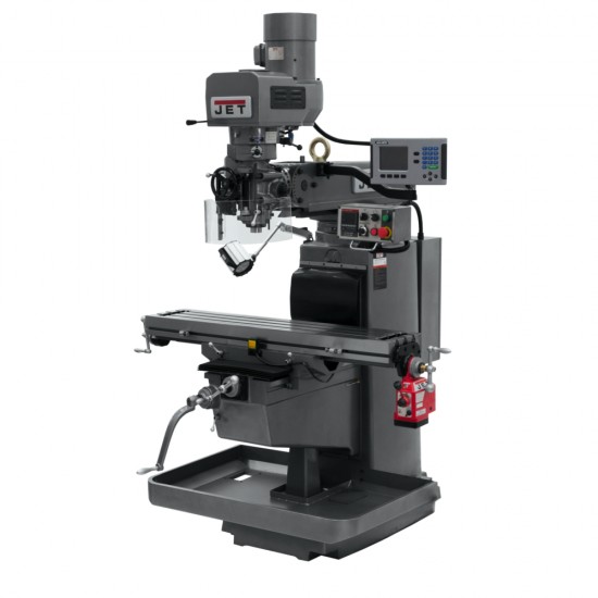 JET 690629 JTM-1050EVS2/230 10" X 50" ELECTRONIC VARIABLE SPEED VERTICAL MILLING MACHINE WITH ACU-RITE 203 3-AXIS (QUILL) DRO AND X-AXIS POWER FEED