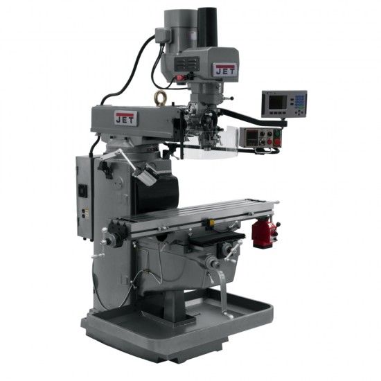 JET 690630 JTM-1050EVS2/230 10" X 50" ELECTRONIC VARIABLE SPEED VERTICAL MILLING MACHINE WITH ACU-RITE 203 3-AXIS (QUILL) DRO AND X-AXIS POWER FEED & POWER DRAW BAR