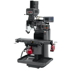JET 690627 JTM-1050EVS2/230 10" X 50" ELECTRONIC VARIABLE SPEED VERTICAL MILLING MACHINE WITH ACU-RITE 203 3-AXIS (KNEE) DRO AND X & Y-AXIS POWER FEEDS & POWER DRAW BAR