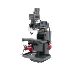 JET 690628 JTM-1050EVS2/230 10" X 50" ELECTRONIC VARIABLE SPEED VERTICAL MILLING MACHINE WITH ACU-RITE 203 3-AXIS (KNEE) DRO AND X, Y & Z-AXIS POWER FEEDS