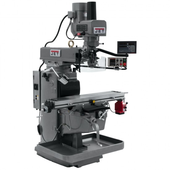 JET 690635 JTM-1050EVS2/230 10" X 50" ELECTRONIC VARIABLE SPEED VERTICAL MILLING MACHINE WITH NEWALL DP700 2-AXIS DRO AND X-AXIS POWER FEED & POWER DRAW BAR