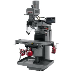 JET 690643 JTM-1050EVS2/230 10" X 50" ELECTRONIC VARIABLE SPEED VERTICAL MILLING MACHINE WITH NEWALL DP700 3-AXIS (KNEE) DRO AND X, Y & Z-AXIS POWER FEEDS