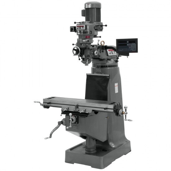 JET 691197 JTM-2 9" X 42" STEP PULLEY VERTICAL MILLING MACHINE WITH NEWALL DP700 3-AXIS (QUILL) DRO