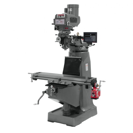 JET 690090 JTM-4VS 9" X 49" VARIABLE SPEED VERTICAL MILLING MACHINE WITH NEWALL DP700 3-AXIS (QUILL) DRO AND X-AXIS POWER FEED