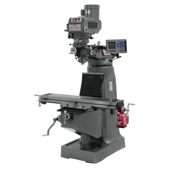 JET 691411 JTM-4VS-1 9" X 49" VARIABLE SPEED VERTICAL MILLING MACHINE WITH ACU-RITE 203 3-AXIS (KNEE) DRO AND X-AXIS POWER FEED