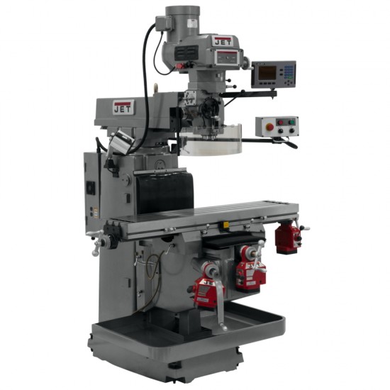 JET 698150 JTM-1254VS 12" X 54" VARIABLE SPEED VERTICAL MILLING MACHINE WITH ACU-RITE 303 2-AXIS DRO AND X, Y & Z-AXIS POWER FEEDS