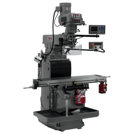 JET 698167 JTM-1254RVS 12" X 54" VARIABLE SPEED VERTICAL MILLING MACHINE WITH ACU-RITE 303 2-AXIS DRO AND X & Y-AXIS POWER FEEDS & POWER DRAW BAR